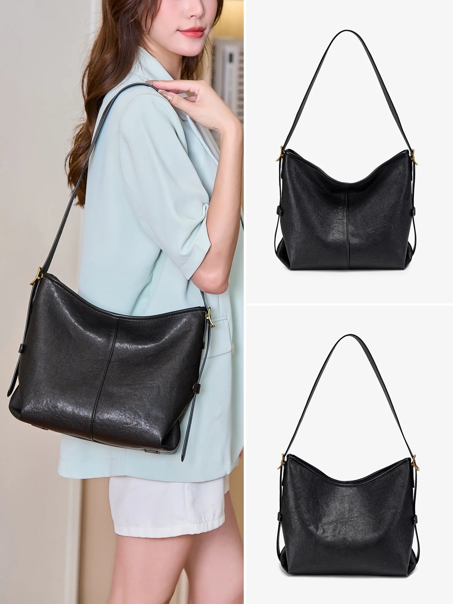 Women's Retro PU Leather Crossbody Bag – Large Capacity Hobo Handbag