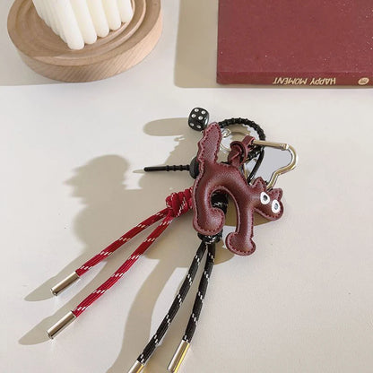 Cat Keychain Pendant – PU Leather Bag Charm & Car Key Ring
