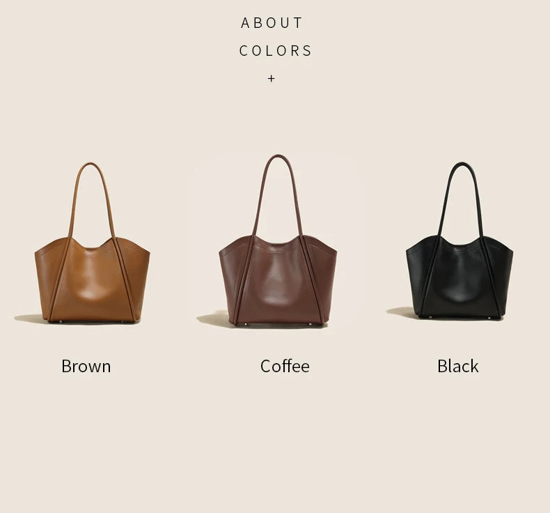 Women's Genuine Leather Tote Bag – Large Capacity Shoulder Bag