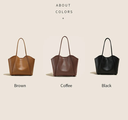 Women's Genuine Leather Tote Bag – Large Capacity Shoulder Bag