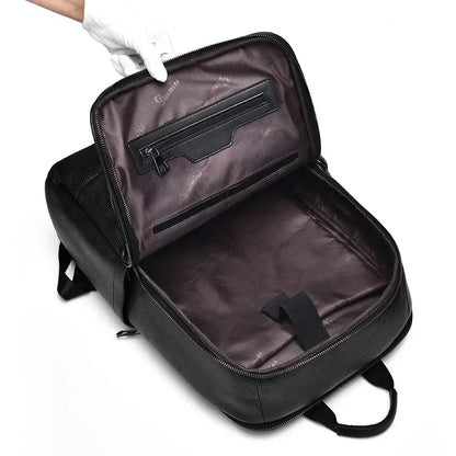 Genuine Leather Men's Backpack – 15.6" Laptop Bag