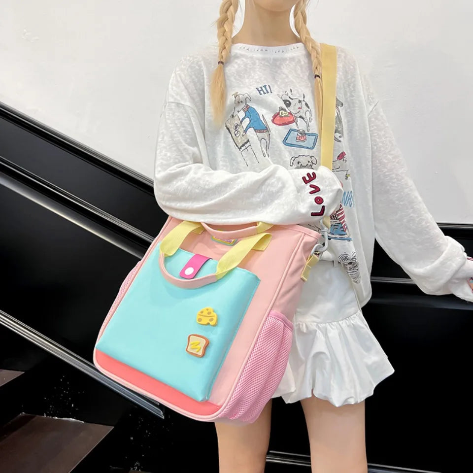 3-in-1 Girls School Bag – Large Waterproof Nylon Backpack & Crossbody Tote