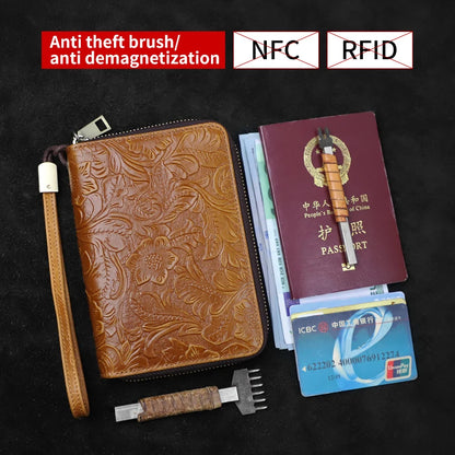 RFID Blocking Leather Passport Wallet & Card Holder