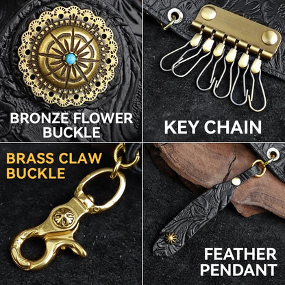 Genuine Leather Key Wallet with Card Holder & Key Chain for Men