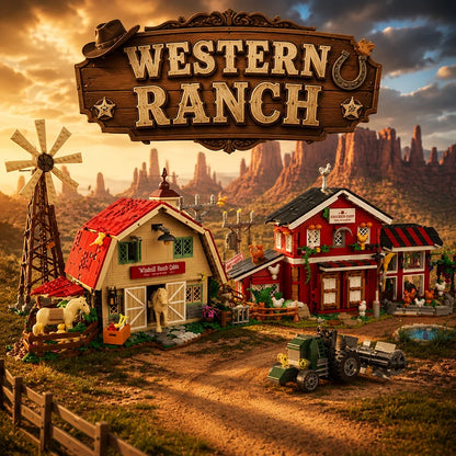 Western Ranch Building Blocks Set – Windmill Stable MOC 1142/1359pcs
