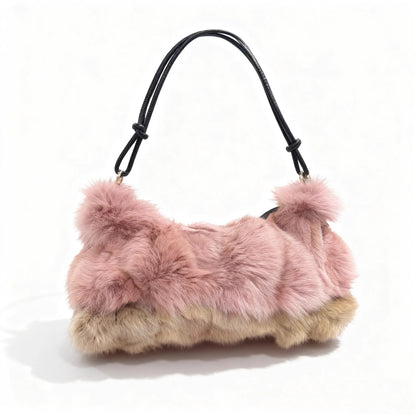 Real Fox Fur Woman Ladies Crossbody Bags Designer Luxury Handbags Women Handbag Shoulder Bag Fuzzy