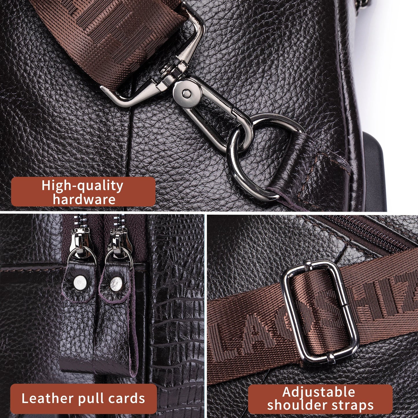 Men's Leather Chest Bag – Crocodile Pattern Sling with USB Charging