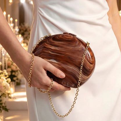 Acrylic Shell Evening Bag Women's Clutch with Chain Strap