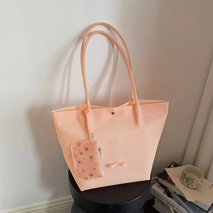 PVC Tote Bag with Mini Pouch – Large Capacity Waterproof Shoulder Bag