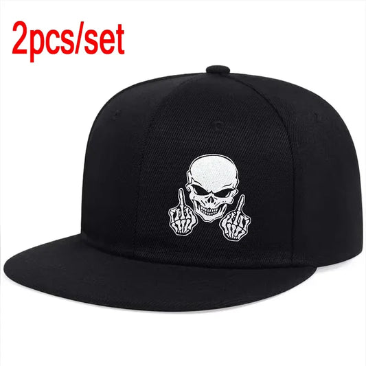 Skeleton Skull Embroidery Hip-Hop Baseball Cap – Unisex Adjustable Snapback