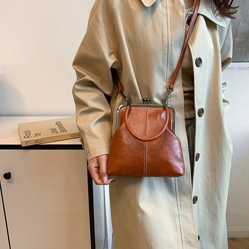 Vintage Soft Leather Crossbody Handbag for Women