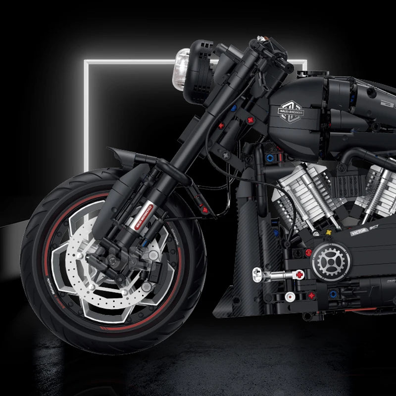 2000-Piece Dark Motorcycle MOC Building Blocks Set – 1:5 Scale Technic Model