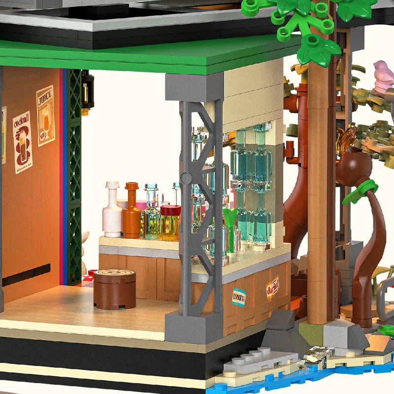 Micro Dock Bar MOC Set – 1100-Piece LED-Ready Diorama