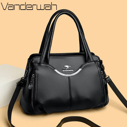 Multi-Pocket PU Leather Handbag for Women – Luxury Shoulder Tote