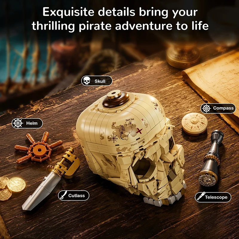 MOC Pirate Skull Globe Building Blocks – Creative Model Kit