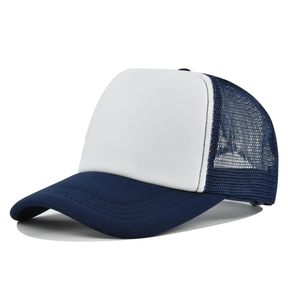 Plain Trucker Hat – Adjustable Mesh Snapback Baseball Cap