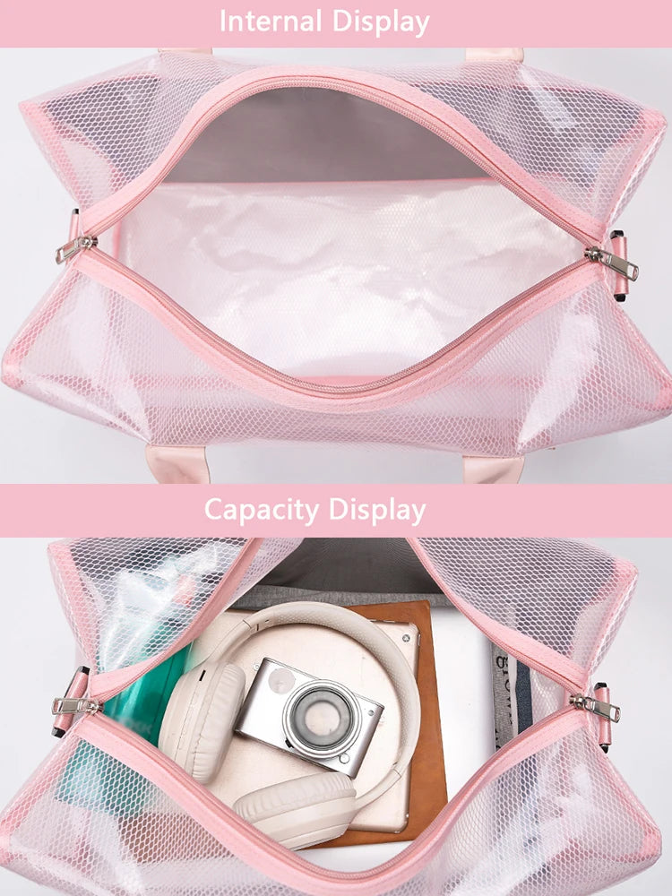 Waterproof Transparent Mesh Duffle Bag for Gym & Travel