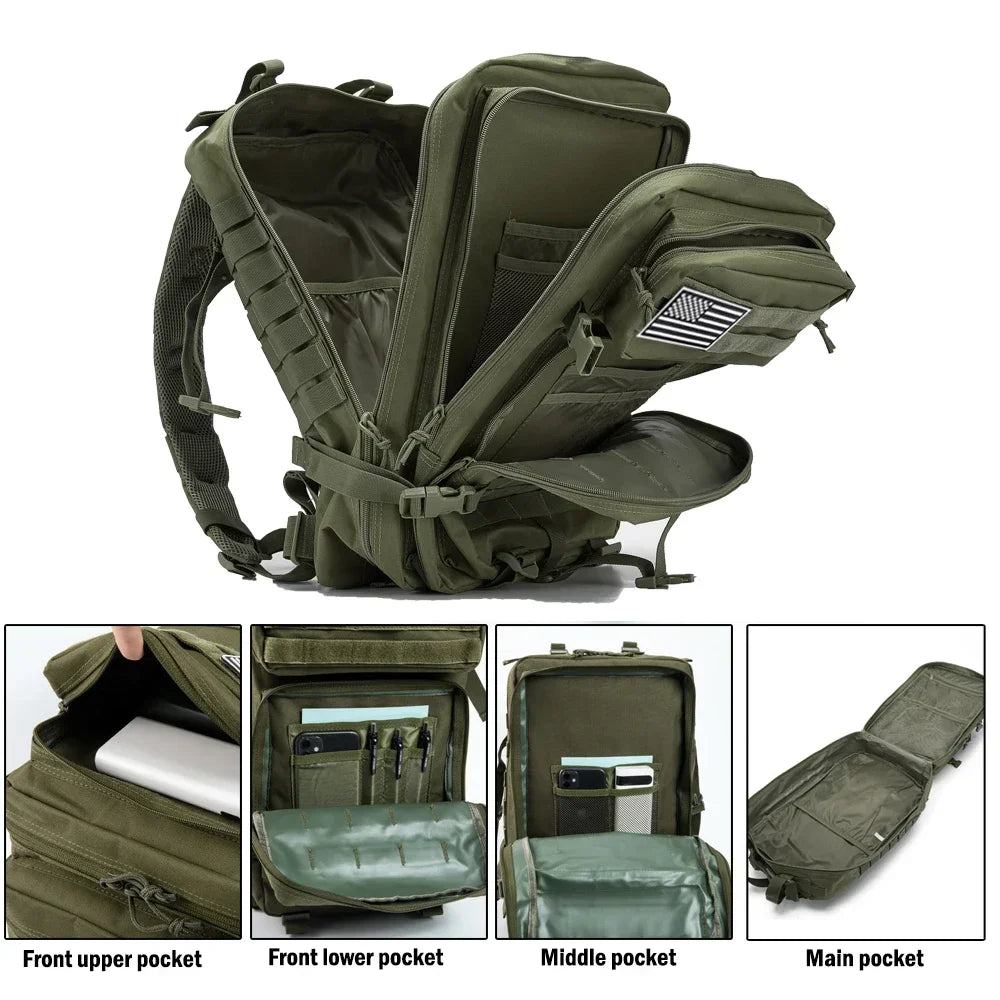 45L Large Tactical Backpack – 3-Day MOLLE Rucksack for Hiking & Camping