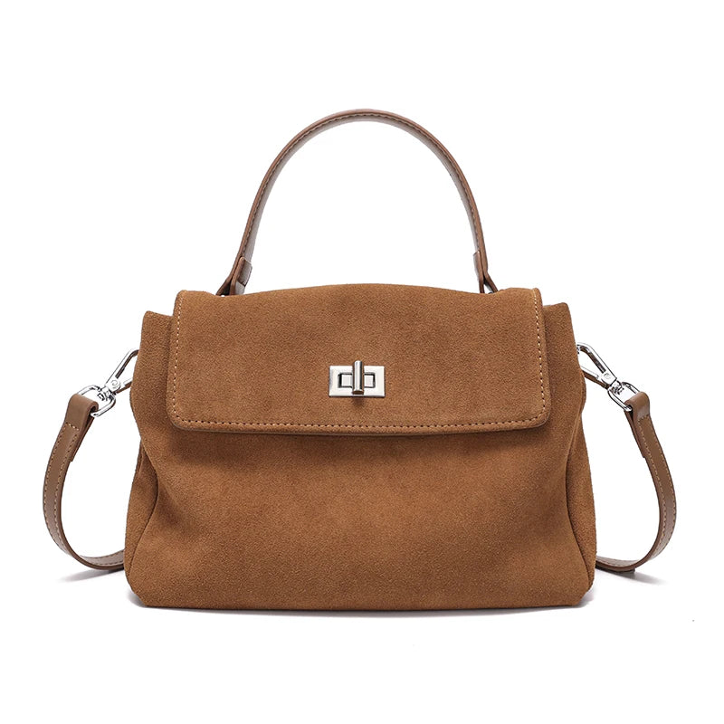 Suede Leather Crossbody Bag for Women – Luxury Designer Shoulder Handbag