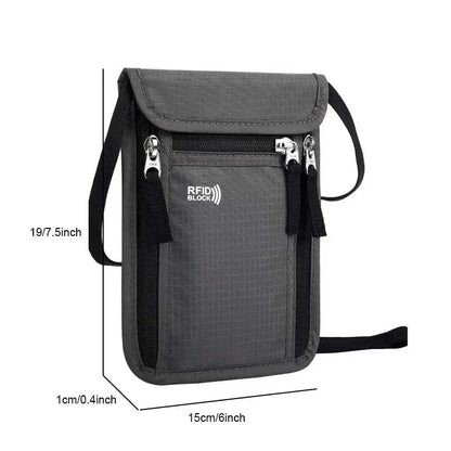 RFID Blocking Neck Wallet & Family Passport Holder Travel Organizer