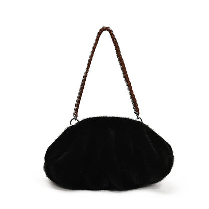 Luxury Women S Furry Pleated Purses Handbags Plush Cloud Bag Designer Chain Shoulder Bags Winter