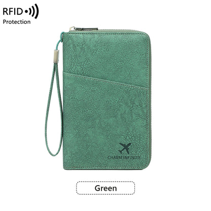 RFID Passport Holder Travel Wallet – Large Capacity Zipper