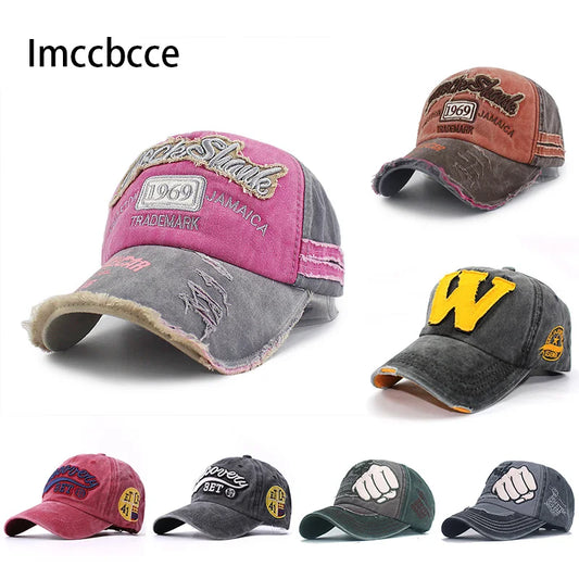 Washed Cotton Baseball Cap – Embroidered Letter W Snapback