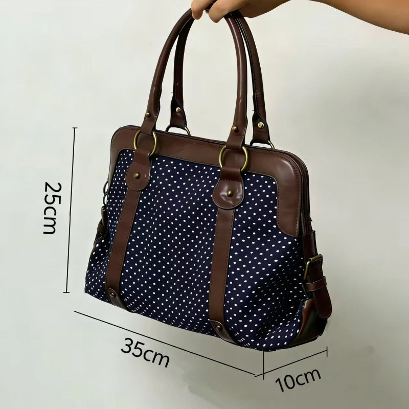 Leather Patchwork Large Handbag – Multi-Functional Women's Commute Bag