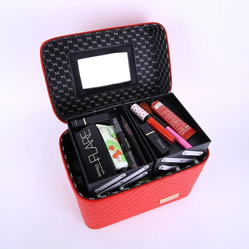 Large Capacity Professional Makeup Organizer Case – Multilayer Cosmetic Travel Bag