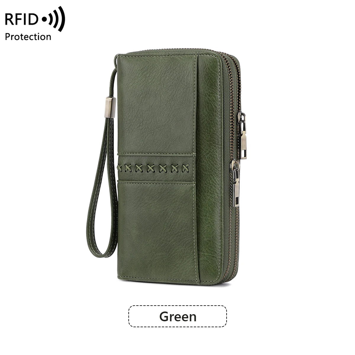 RFID Women's Long Wallet – Double Zipper Large Capacity Wristlet