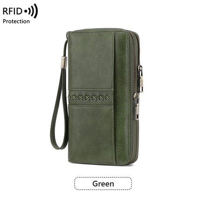 RFID Women's Long Wallet – Double Zipper Large Capacity Wristlet