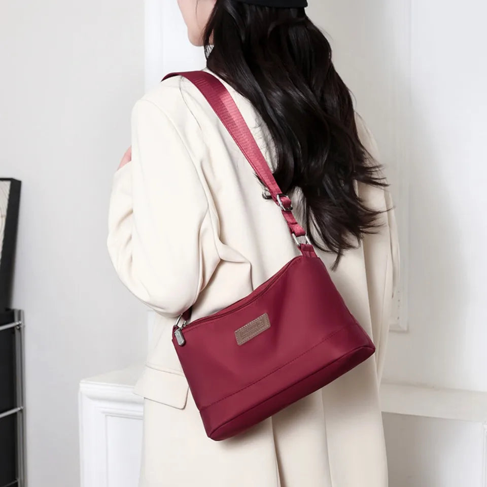 Women's Waterproof Nylon Crossbody Bag – 3-Layer Shoulder Handbag