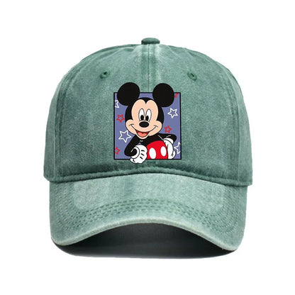 Cartoon Print Washed Baseball Cap – Unisex Vintage Snapback Hat