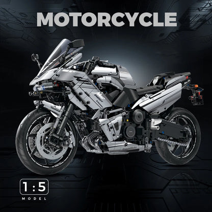 MOC Motorcycle Building Block Set – 1:5 Scale Road Racing Bike, 2156 Pieces