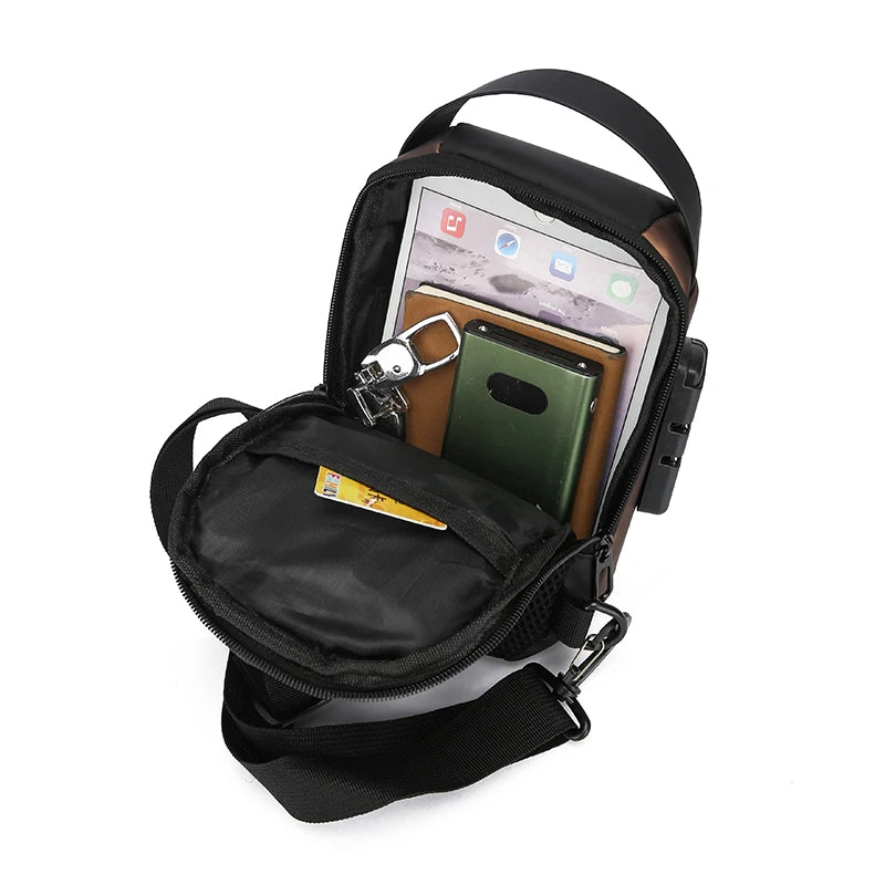 Anti-Theft Chest Bag for Men – USB Charging Crossbody Sling