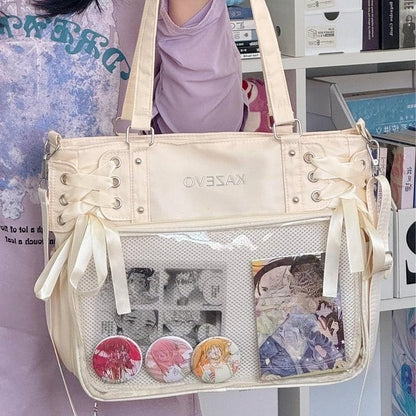 College Style Ribbon Crossbody Bag Large Capacity Class Books Bow Jk Shoulder Ita Bag Handbag