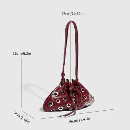 Y2K Metal Eyelet Shoulder Bag – Women's Drawstring Crossbody Purse