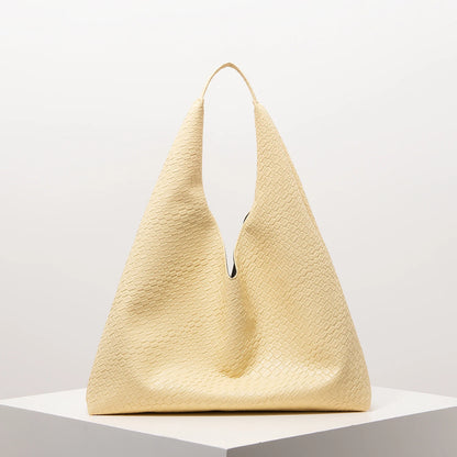 Woven Hobo Shoulder Bag – Minimalist Retro Tote for Women