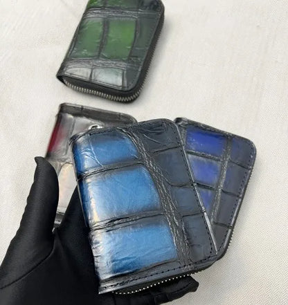Crocodile Skin Leather Card Holder – Zipper Wallet Large Capacity
