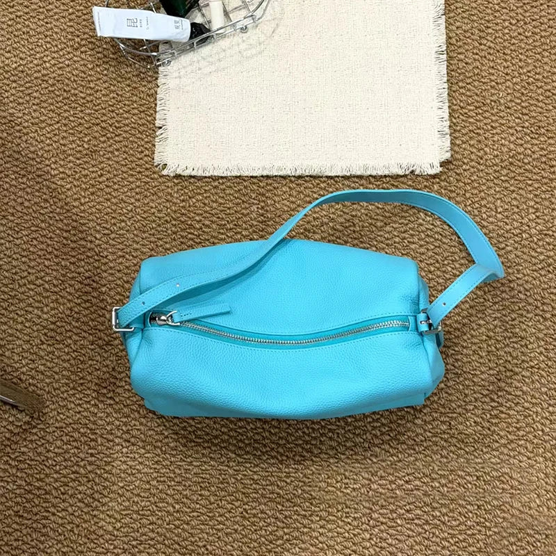 Minimalist Lychee Pattern Square Pillow Bag for Women – Korean Shoulder Bag