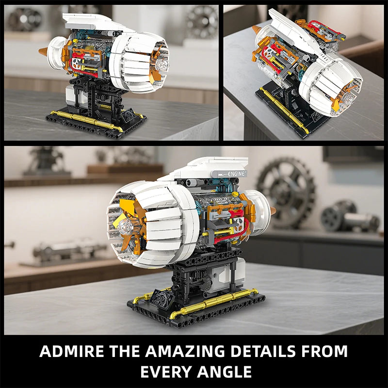 Aircraft Jet Engine Building Blocks – 635pcs Electric MOC Model