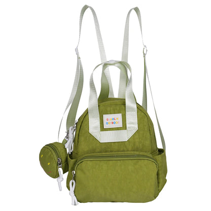 Mini Nylon Backpack with Detachable Smile Coin Purse – Multi-Pocket Daypack