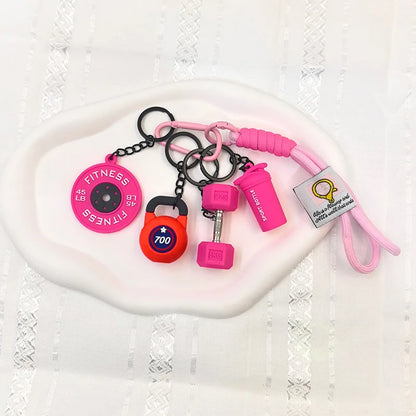 Fitness Keychain Set – Dumbbell, Kettlebell & Weight Plate Charms