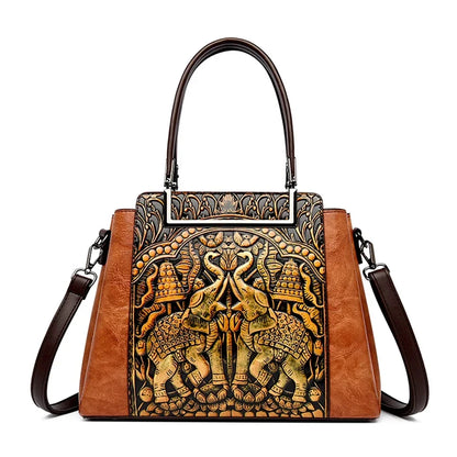 Vintage Embossed Handbag for Women – Large Capacity PU Leather Shoulder Bag