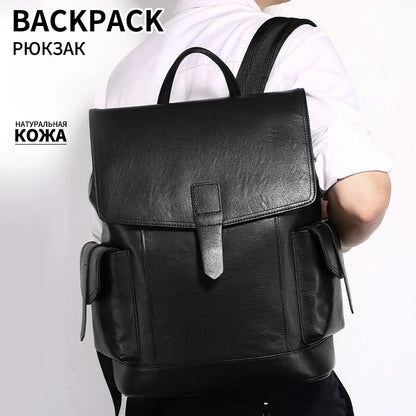 Cowhide Leather Men's Backpack – Large 15" Laptop School & Travel Bag