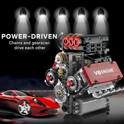 V8 Engine Motorized Building Blocks Set – Technic Model