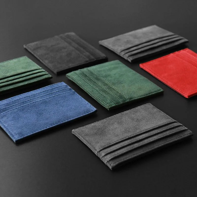 Slim Suede Leather Card Holder Wallet for Men
