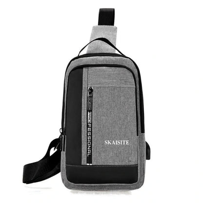 Men's Sling Chest Bag with USB Charging Port – Oxford Fabric