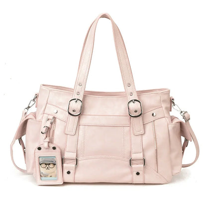 Y2K Large Tote Bag for Women – PU Leather Harajuku Shoulder Handbag