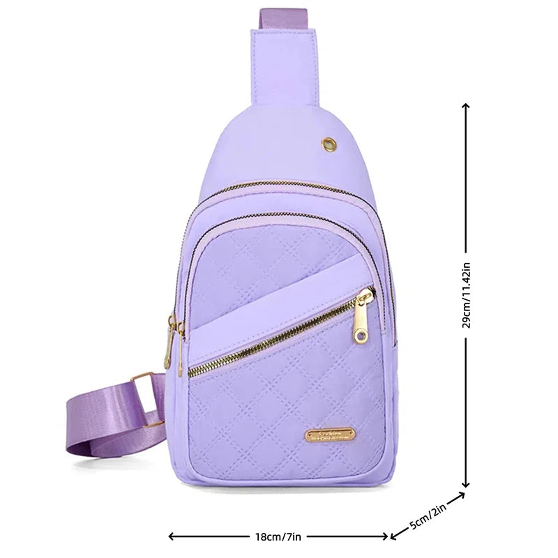 Quilted Crossbody Sling Bag for Women – Chest Bag with Earphone Hole